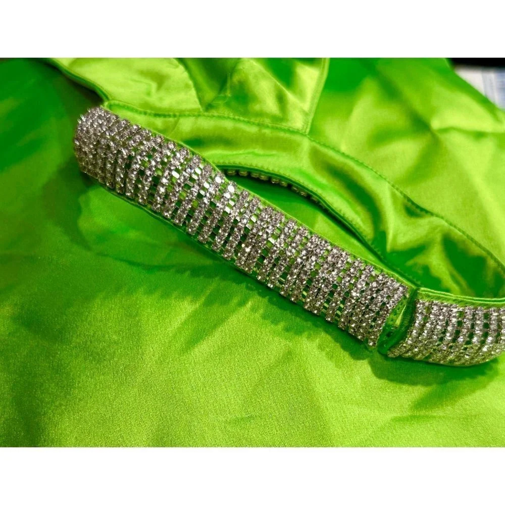 retrofete Maria Satin Dress in Lime Punch Green New Womens Long Maxi Gown - Picture 9 of 16